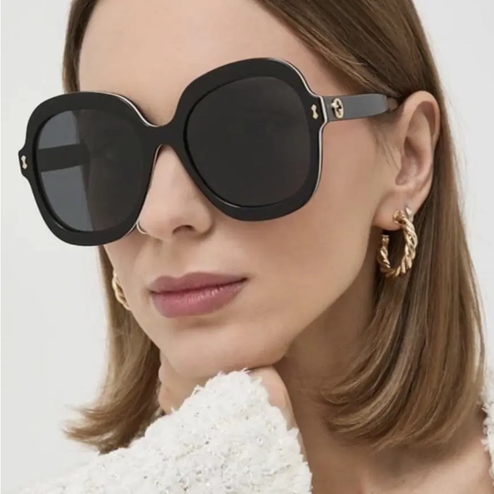 NEW GUCCI GG1240S 001 BLACK WOMEN OVERSIZED SUNGLASSES GUCCI - Picture 4 of 15